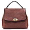 Woven Flap Brass-tone Matte Material Satchel MH-LMS064