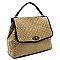 Woven Flap Brass-tone Matte Material Satchel MH-LMS064