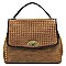 Woven Flap Brass-tone Matte Material Satchel MH-LMS064