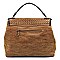 Woven Flap Brass-tone Matte Material Satchel MH-LMS064