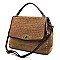 Woven Flap Brass-tone Matte Material Satchel MH-LMS064