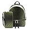 2-in-1 Ostrich Croc Backpack Wallet Set