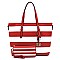 Saffiano Textured Stripe 2-in-1 Tote Bag