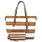 Saffiano Textured Stripe 2-in-1 Tote Bag