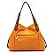 Fashionable Tassel Accent Perforated Two-Tone Tote MH-LH098