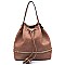 Trendy Whipstitch Accent Drawstring 2-Way Bucket Hobo MH-D0491