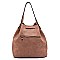 Trendy Whipstitch Accent Drawstring 2-Way Bucket Hobo MH-D0491