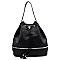 Trendy Whipstitch Accent Drawstring 2-Way Bucket Hobo MH-D0491