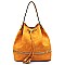 Trendy Whipstitch Accent Drawstring 2-Way Bucket Hobo MH-D0491