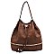 Trendy Whipstitch Accent Drawstring 2-Way Bucket Hobo MH-D0491