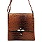 Ostrich Croc Flapover Crossbody Bag