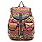 Multicolor Aztec Printed Canvas Backpack