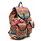 Multicolor Aztec Printed Canvas Backpack