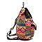 Multicolor Aztec Printed Canvas Backpack