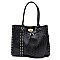 STUDDED 3 IN 1 TOTE OSTRICH