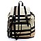 Plaid Check Linen Drawstring Backpack