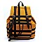 Plaid Check Linen Drawstring Backpack