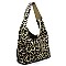 Side Zip Pocket Leopard Shoulder Bag Hobo