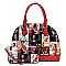 Obama Magazine Print Bottom Dome Shape Satchel Wallet SET