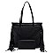 Classy Tribal Aztec Laser-Cut Fringed Side Shopper Tote Wallet SET MH-LQF0121W