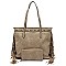 Classy Tribal Aztec Laser-Cut Fringed Side Shopper Tote Wallet SET MH-LQF0121W