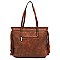Classy Tribal Aztec Laser-Cut Fringed Side Shopper Tote Wallet SET MH-LQF0121W