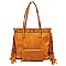 Classy Tribal Aztec Laser-Cut Fringed Side Shopper Tote Wallet SET MH-LQF0121W