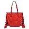 Classy Tribal Aztec Laser-Cut Fringed Side Shopper Tote Wallet SET MH-LQF0121W