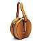 Crocodile Handheld Round Crossbody Satchel