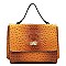 Ostrich Croc Twist Lock Messenger Satchel