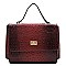 Ostrich Croc Twist Lock Messenger Satchel