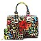 Flower Leopard Print Boston Satchel Wallet SET