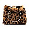 Faux Fur Leopard Round Top Handle Tote