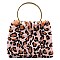 Faux Fur Leopard Round Top Handle Tote