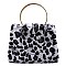 Faux Fur Leopard Round Top Handle Tote