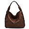 Rhinestone Suede Shoulder Bag