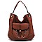 Fashion Ring Front Pocket Shoulder Bag Hobo