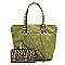 Studded Motorcycle Jacket Leopard Trim 2-in-1 Satchel