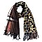 LEOPARD PRINT PLAID CHECK SCARF