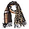 LEOPARD PRINT PLAID CHECK SCARF