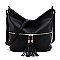 Fashion Tassel Zip Bucket Crossbody Bag