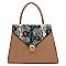 2-Way Multi-Color Snake Print Flap Satchel