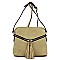 Asymmetrical Zipper Tassel Accent Cross Body