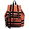 Plaid Check Linen Drawstring Backpack