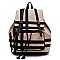 Plaid Check Linen Drawstring Backpack