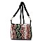 2 in 1 Multi-Color Snake Print Turn-Lock Accent Medium Satchel