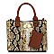 2 in 1 Multi-Color Snake Print Turn-Lock Accent Medium Satchel