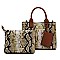 2 in 1 Multi-Color Snake Print Turn-Lock Accent Medium Satchel
