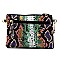 Versatile Multi-Color Snake Print Pocket Wristlet Cross Body