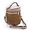 Woven Straw Cylinder Crossbody Bag